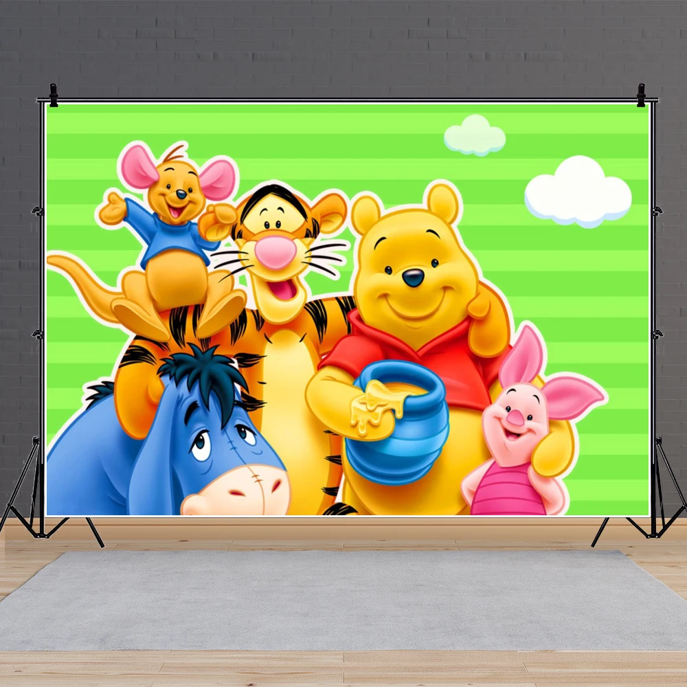 Disney Vinyl Custom Winnie the Pooh Party Backdrops Winnie the Pooh Photography Background Baby Shower Kids Birthday Party Decor