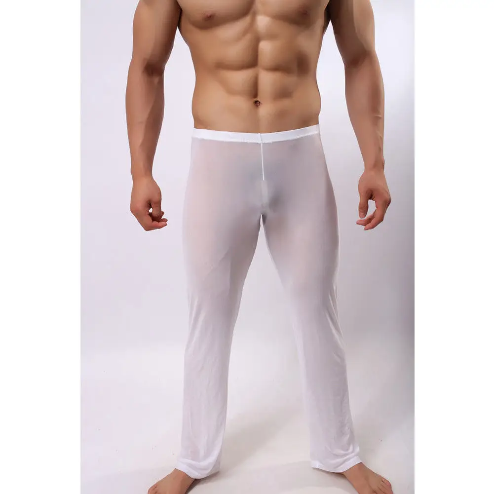 Hirigin pantaloni da uomo elasticizzati trasparenti trasparenti a rete morbida da uomo pantaloni da notte pantaloni da uomo trasparenti caldi Homewear