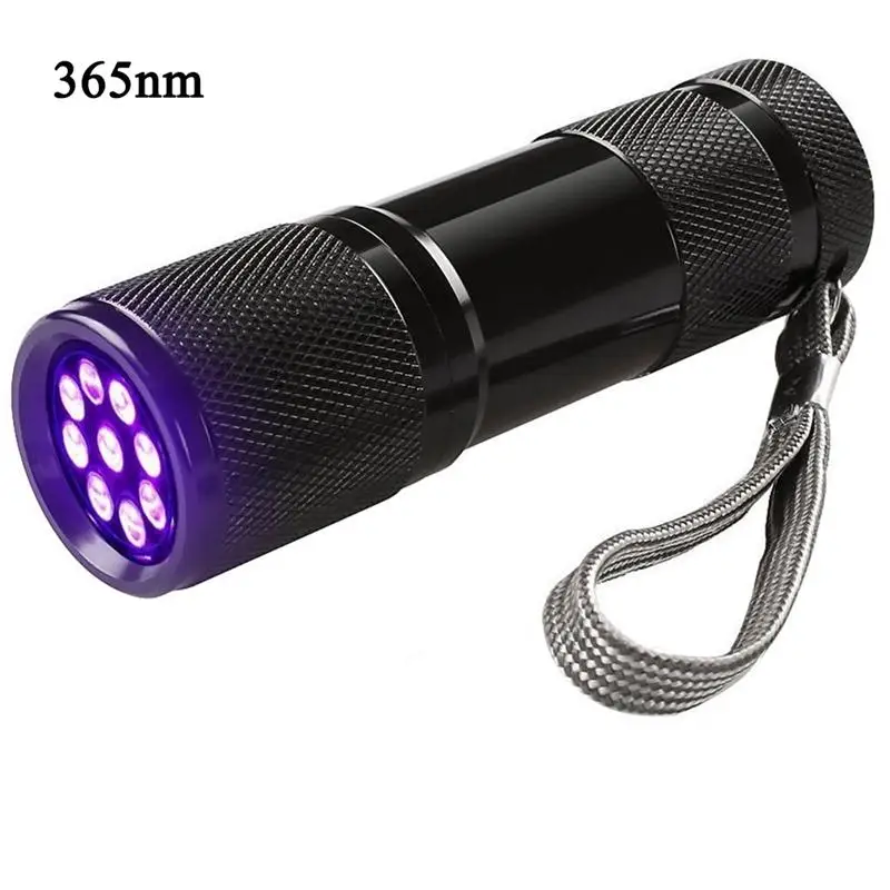 GM 3W 9 LED UV Flashlight 395nm or 365nm Mini UV Torch Light Waterproof Ultraviolet Light Lantern For Money Detector Ink Curing