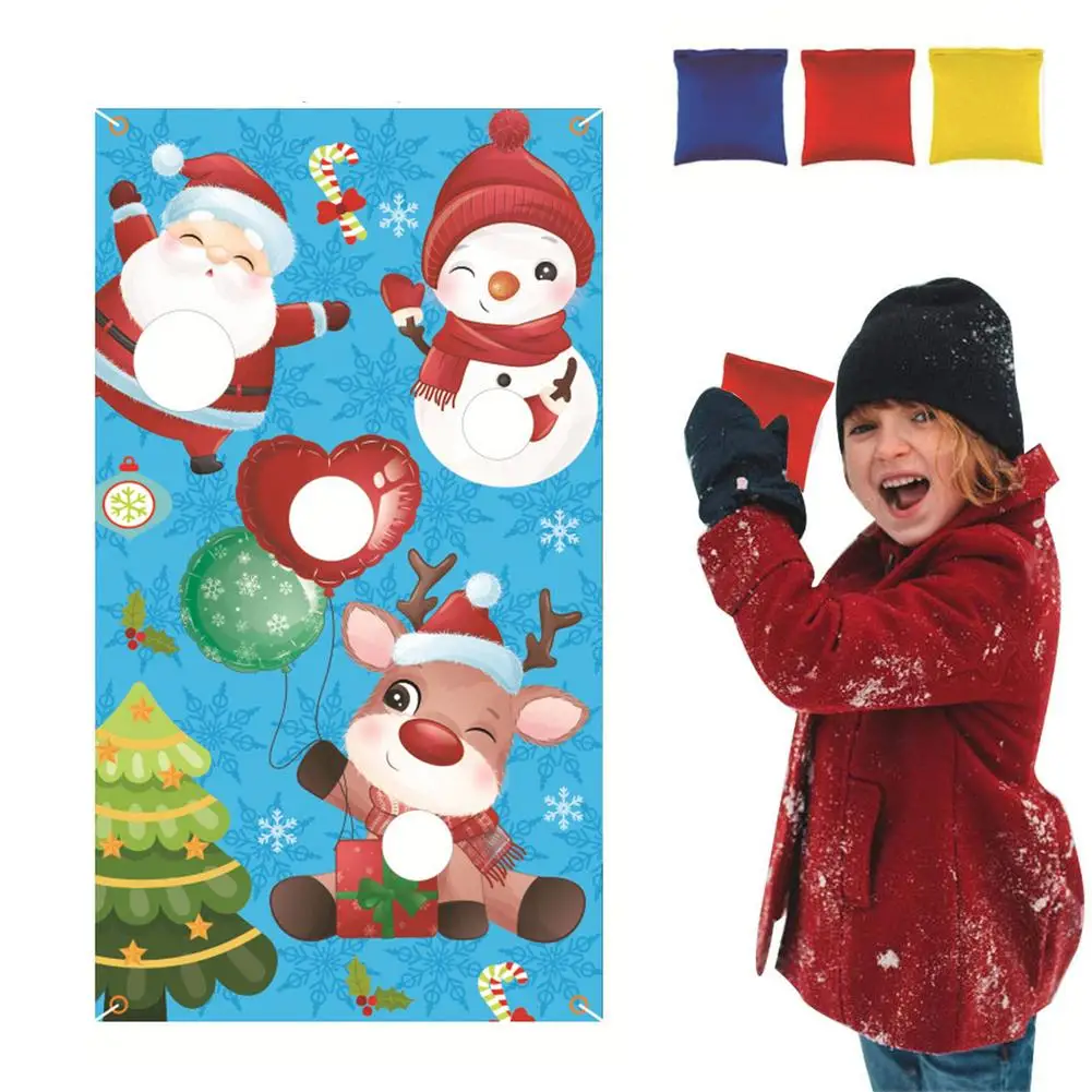 Weihnachten Sitzsack Werfen Spiel-Werfen Spiel Mit Bean Taschen Banner Mais Loch Spiel Set Für Ferien Party Im Freien Spiele kinder Adul