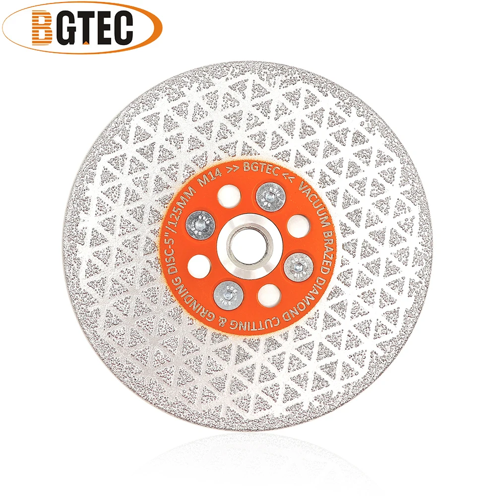 Imagem -02 - Bgtec 1pc 4.5 Double Dupla Face Vácuo Soldadas Diamante Disco de Corte Moagem Mármore Granito Pedra Telha Lâmina Serra M14 Rosca