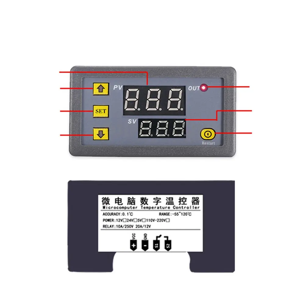 W3230 Temperature Controller Thermostat Dual LED Digital Temperature Regulator Detector Temp Meter Heat Cooler