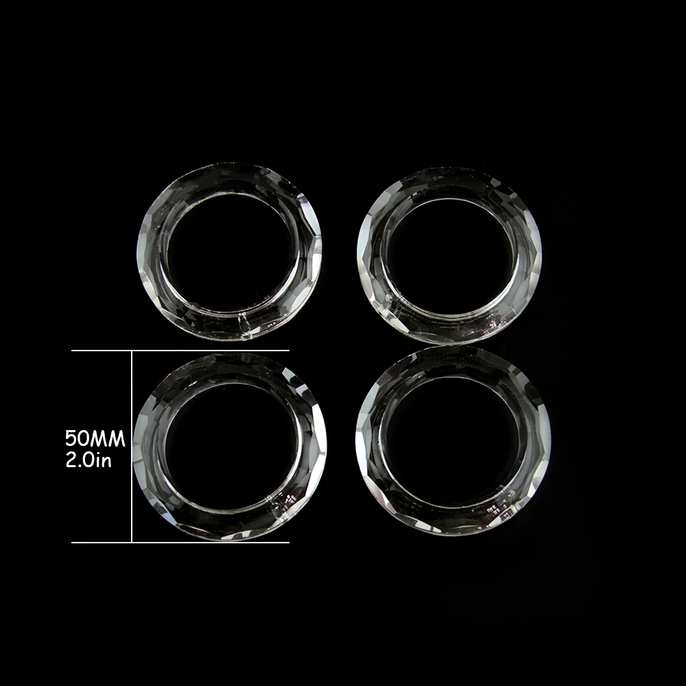 50mm 10pcs Crystal Light Ring Circle Handing Chandelier Glass Crystals Lamp Prisms Parts Drops Pendant Fashion Ring