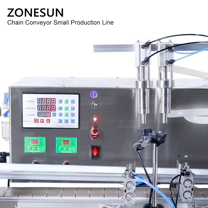 ZONESUN Small Automatic Pneumatic Juice Water Gel Bottle Liquid Filling Capping And Flat Labeling Machine Production Line