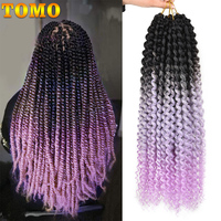 TOMO Passion Twist Crochet Braids 22Strands Ombre Braiding Synthetic Hair Extensions 14/18/22 Inch Pre Looped Crochet Hair