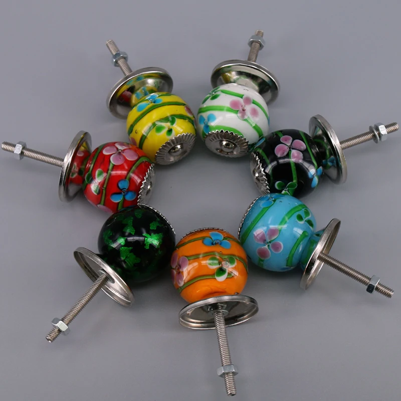 1PC Unique Glass Knobs for Cabinets Modern Colorful Drawer Handles Kitchen Furniture Hardware Decor