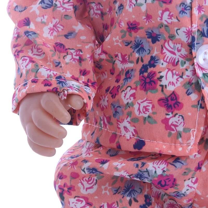 Handmade Flower Pattern Pajamas For 18 Inch American Doll Girl Toy 43 cm Born Baby Clothes Accessories Nenuco Our Generation