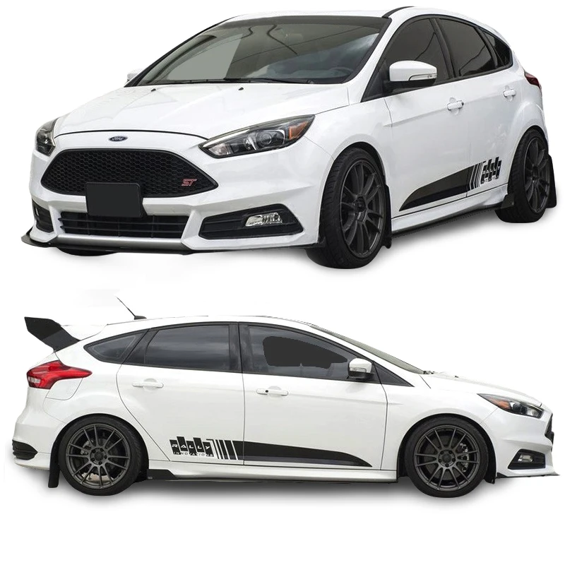 Rally Sport Body Door Side Skirt Waist Line Stripes Sticker Vinyl Decal Graphic Wrap for Ford Focus ST RS 2015 2016 2017