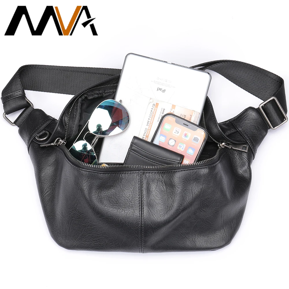 Imagem -02 - Mva-bolsa de Cintura de Couro para Homens Pacote de Fanny de Viagem Cinto Bolsa de Telefone Ipad de 7.9 Preto Designer Novo 9059