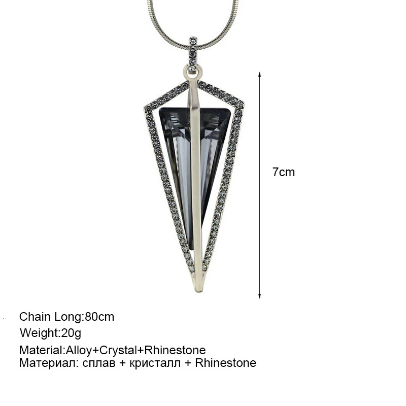 New Crystal Long Necklace For Women Fashion Jewelry Geometric Rhinestone Sweater Chain Necklaces Pendants Collares Mujer Bijoux