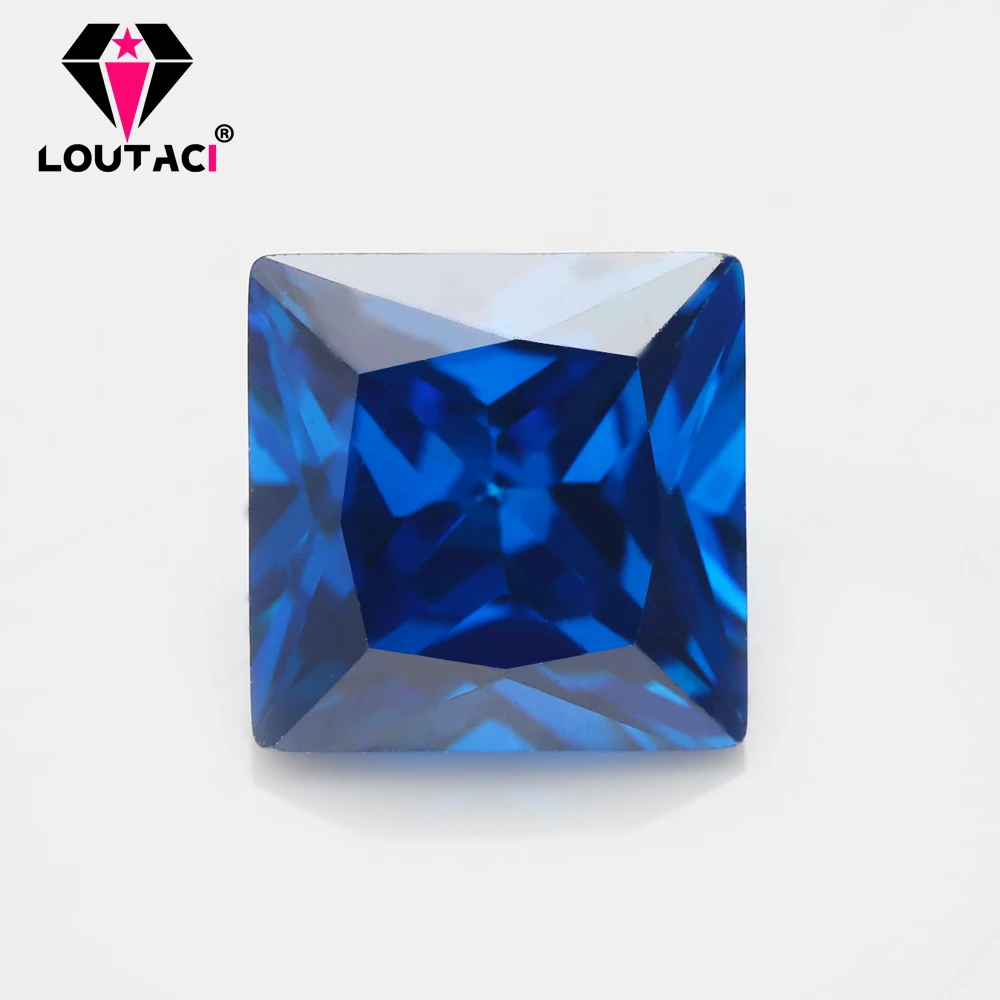 LOUTACI Women Party Jewelry Gemstone Cubic Zirconia Square Shape Blue Color Small Size 2.75x2.75-4x4mm