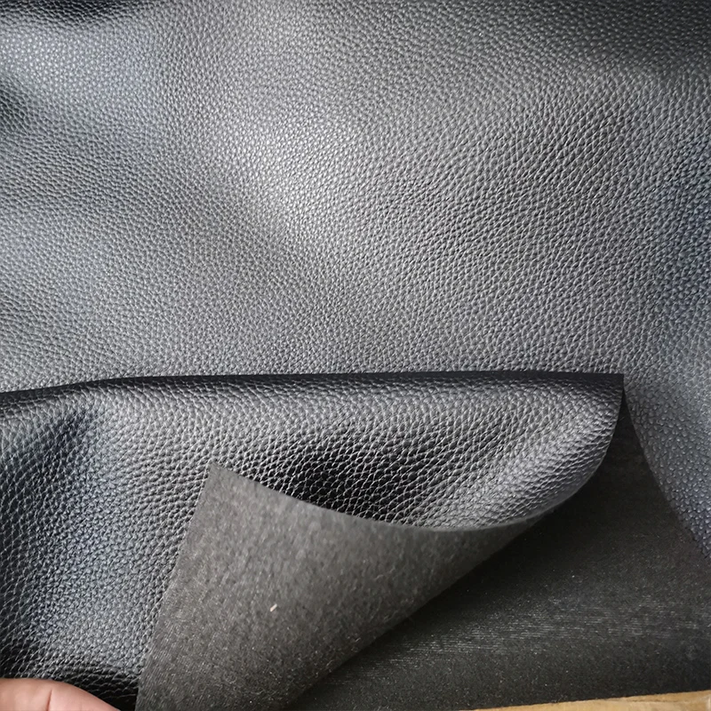 Good Soft PU Leather Black Small Lychee Pattern Faux Real Leather Fabric Sewing Sofa DIY Chair Cover/Bag Material/Car Seat