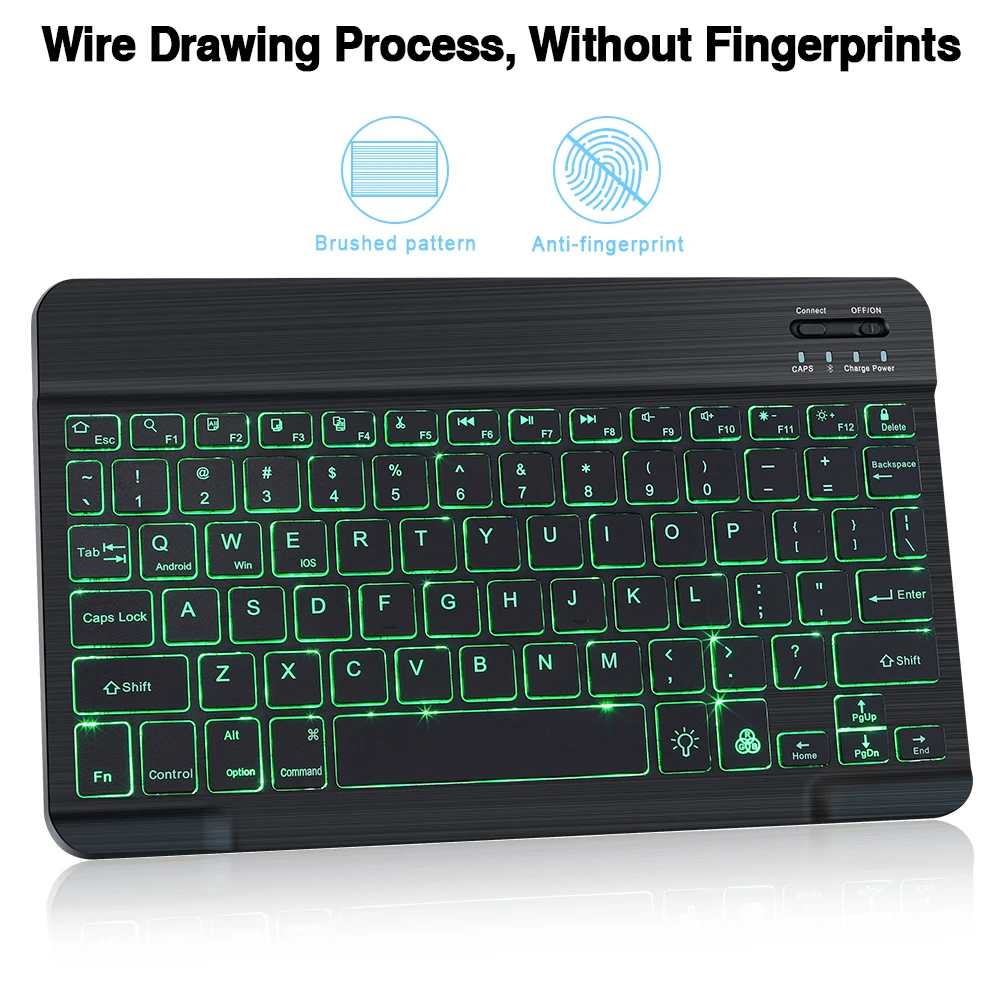 10Inch Mini Wireless Keyboard And Mouse RGB Bluetooth Keyboard Mouse Set Backlight Russian Keyboard For Computer Phone Tablet PC