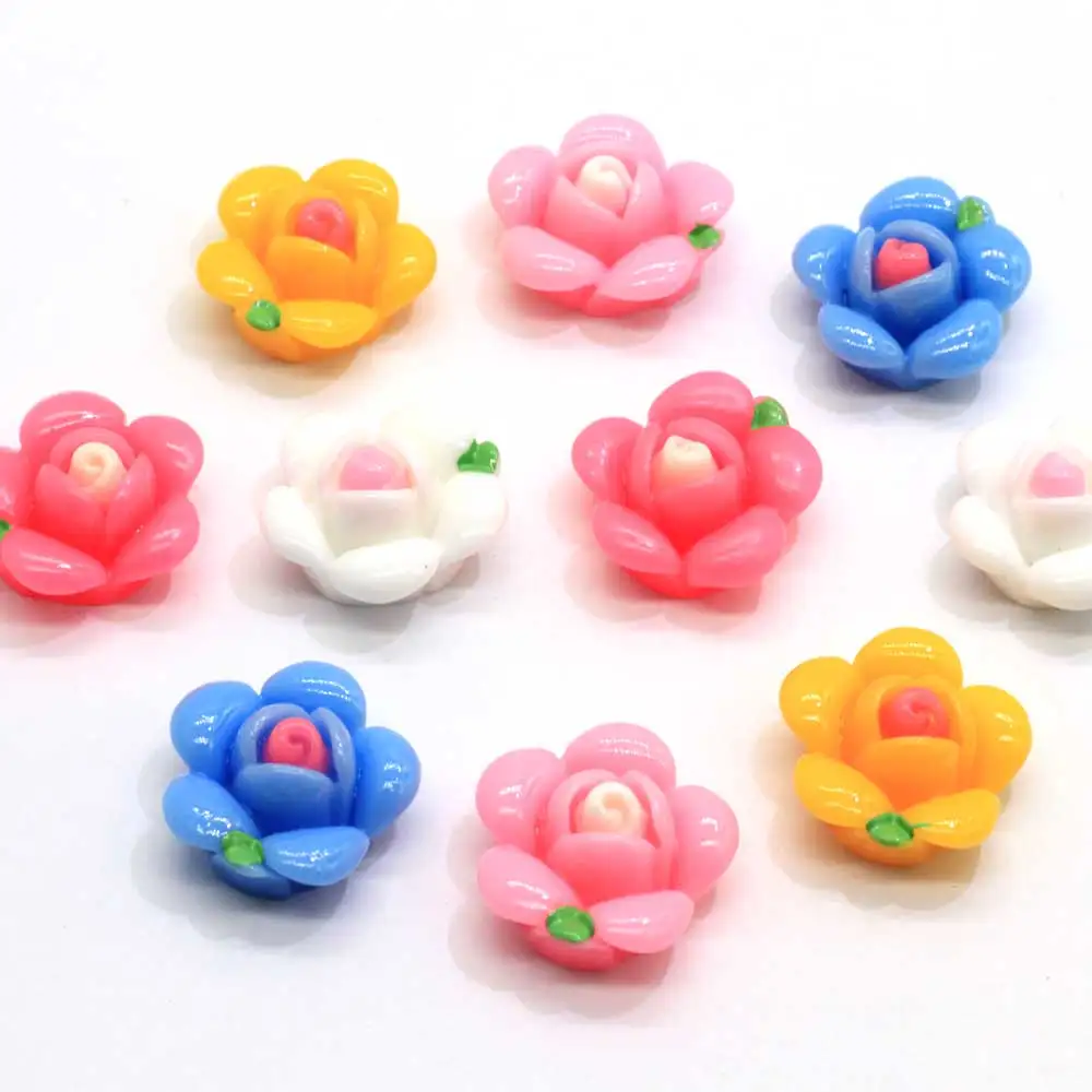 50/100pcs   Resin Rose Flower Beads Flatback Mini Flowers Decoration Crafts Cabochon Hair Clip Scrapbooking Phone Diy Accessorie