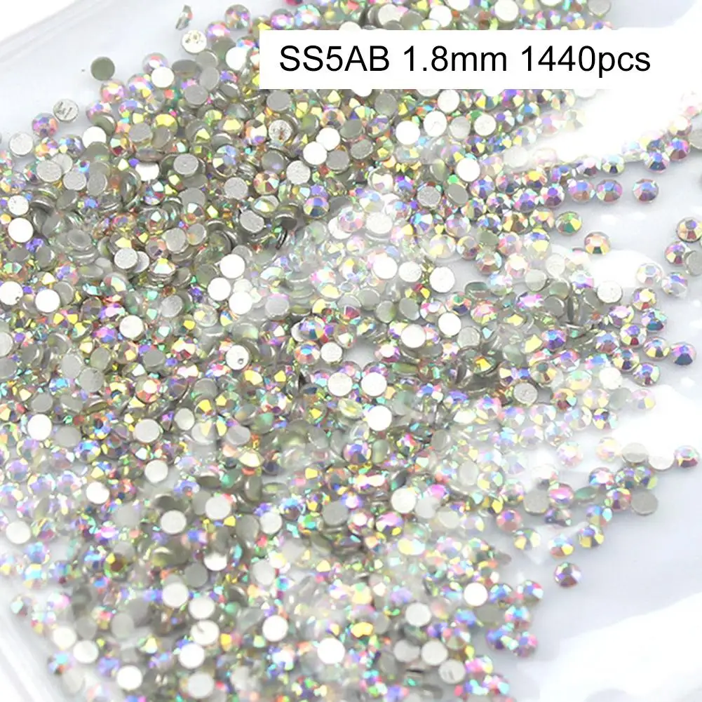 Beauty 1440 PCS Nail Rhinestone Decorative Crystal AB Flat Back Rhinestone DIY Color Rhinestone