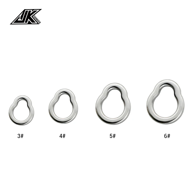 JK 2PACK 110-400LB Pear Fishing Ring Solid Seamless Steel 304 Jigging Fishing Swivel Accessories Connector Fishhooks or Lure Jig