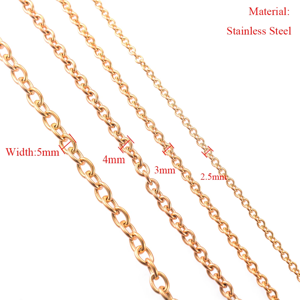 1 Stück Breite 2,5mm-5mm Goldfarbene Edelstahl Runde O-Form Kette Halskette für Frauen Männer DIY Schmuckherstellung Armband Halskette – Detail 2