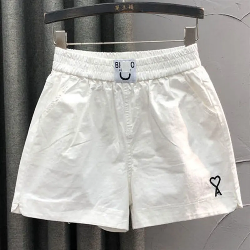 2021 Summer New Korea Fashion Women Elastic Waist Loose Shorts All-matched Casual Cotton Denim White Hot Pants V410