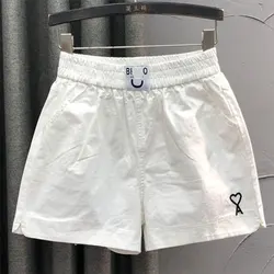 Short en denim de coton à taille élastique pour femmes, pantalon chaud, blanc, assressenti, décontracté, mode coréenne, été, nouveau, V410, 2021