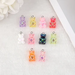 20 Pcs Resin AB Magic Color Gummy Bear Charms Flatback Jelly Pendant Crafts Cartoon  Jewelry Findings for Earrings Keychain Diy