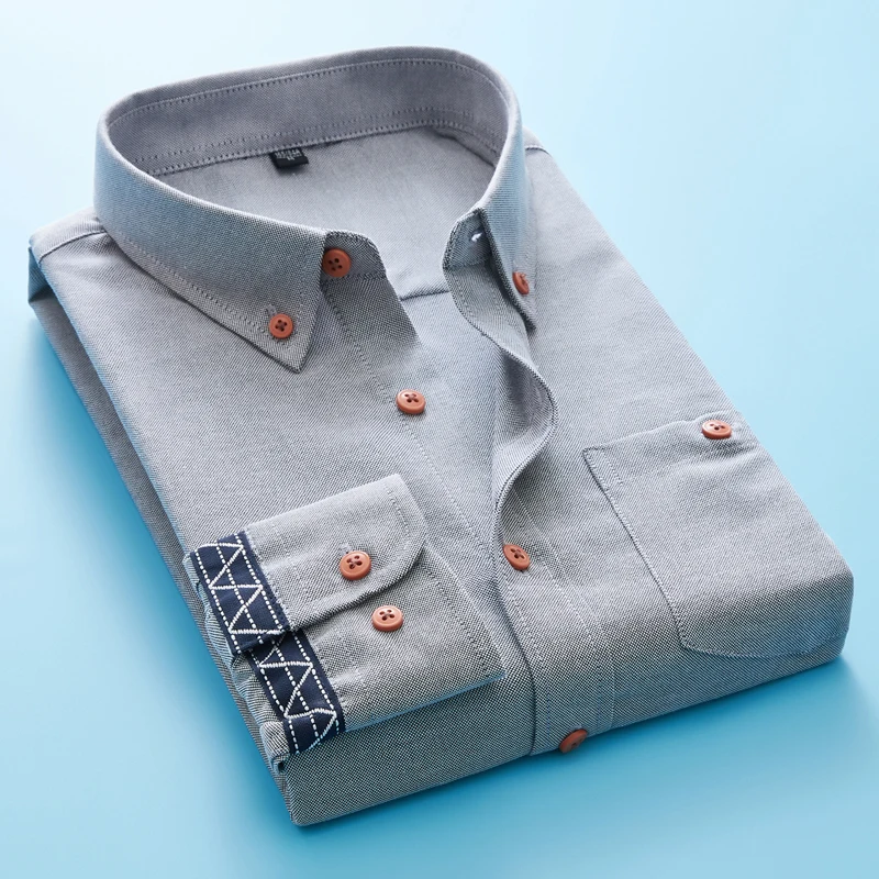 Mens  Shirts  Korean clothing Oxford  Business Casual Soft Dress Social Long Sleeve Shirts Regular Fit Male Shirt for men top