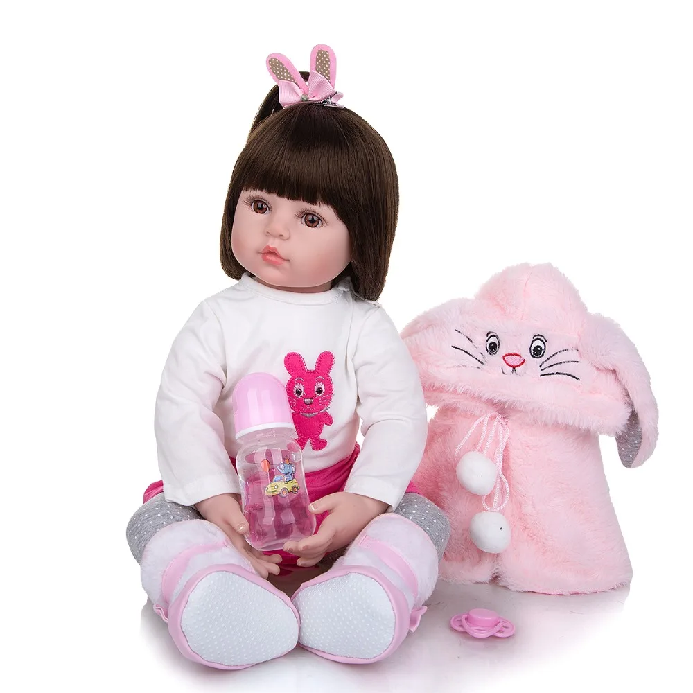 

60 cm Soft Silicone Realistic Baby Dolls Fashion Princess Girl bebe Doll Baby Rerbon Bonecas Kid Birthday Gifts Early Education