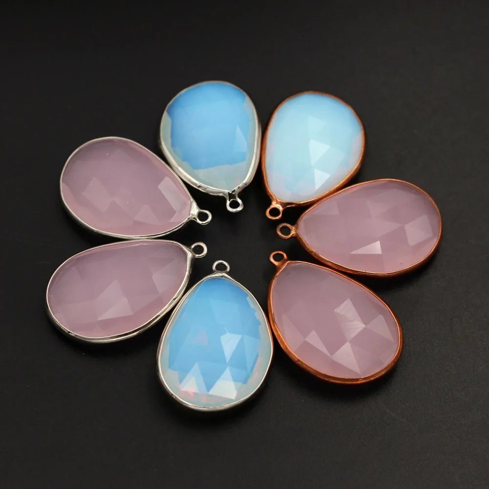 

10pcs Faceted Natural Rose Quartz Opal Stone Pendant Drops Charms For DIY Pendants & Earrings Supplies Jewelry Accessories