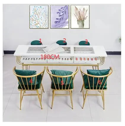 

Manicure table single double net red double glass economical marble nail table and chair set