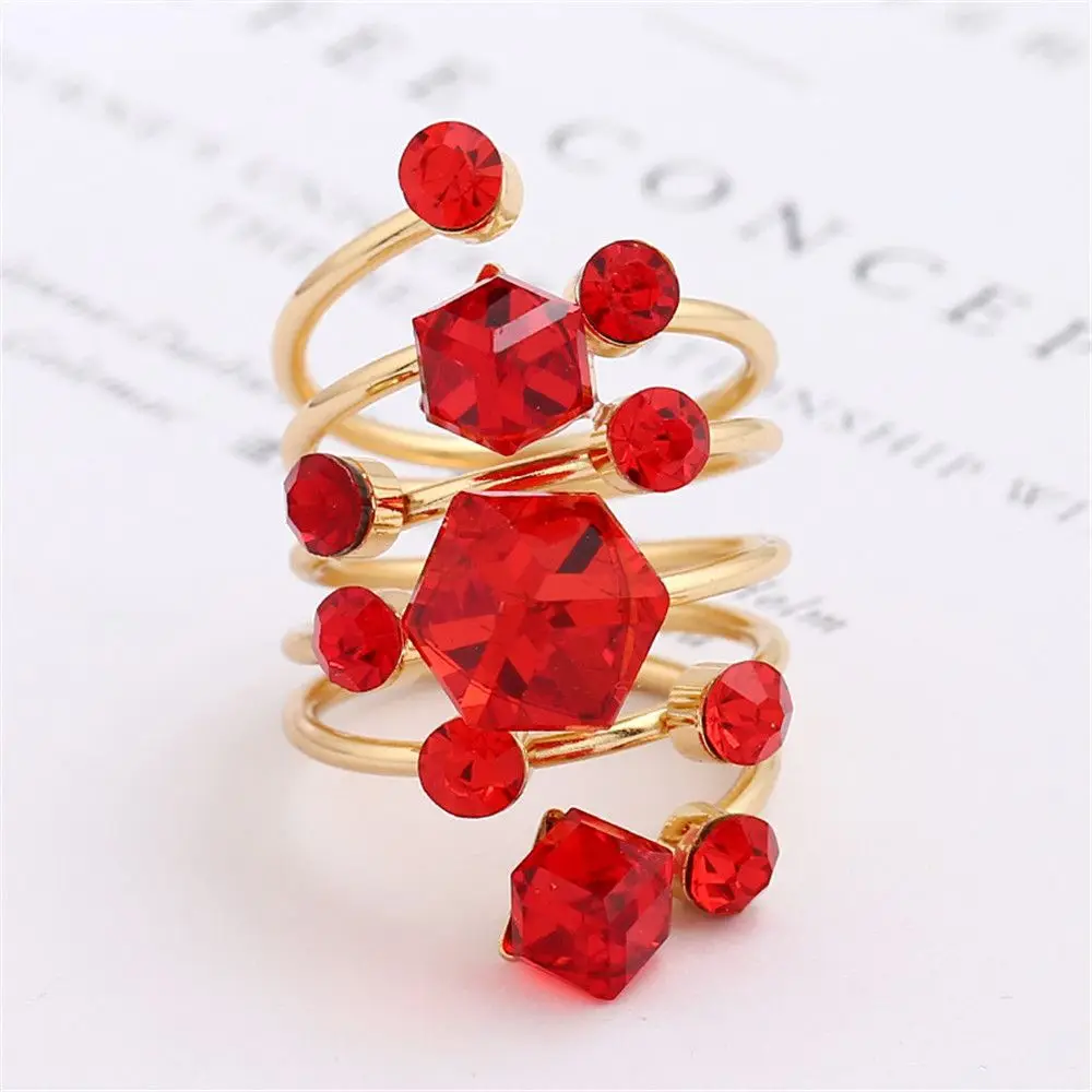 Trendy Irregular Crystal Aesthetic Rings for Women Y2K Gothic Large Stone Knuckle Rings Rhinestone Geometric Zircon Jewelry Gift