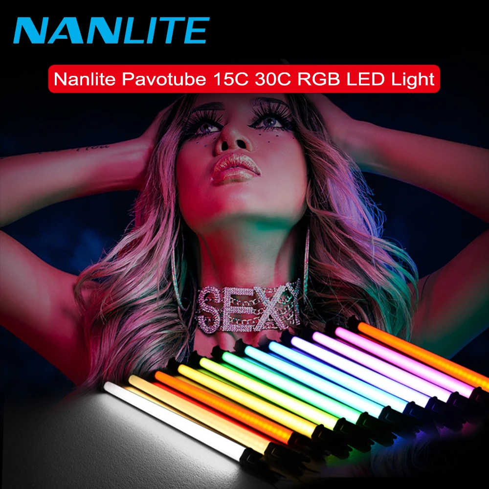 NanGuang Nanlite Pavotube 15C 30C RGB LED Light Tube 77cm 117cm 2700K-6500K Stick Video Movie Studio Photography Lighting