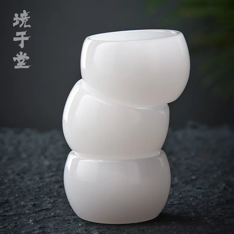 

Glass White Porcelain Jade Porcelain Tea Cup TeaCup Jianzhan Master Cup Single Cup Kung Fu Glass Tea Set Ceramic Tea Bowl