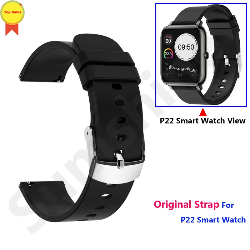 Original Silicone Wrist Strap For P22 Smart Watch Replacement Belt 20mm Watchband Watch Accessories Watch Strap For P22 Bracelet