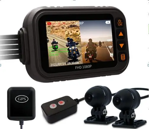 3 Inch 1080P Motorcycle Dash Cam Dual  Front Rear Camera Bike Dashcam Recorder with G-sensor Parking Mode Loop Recording GPS DV