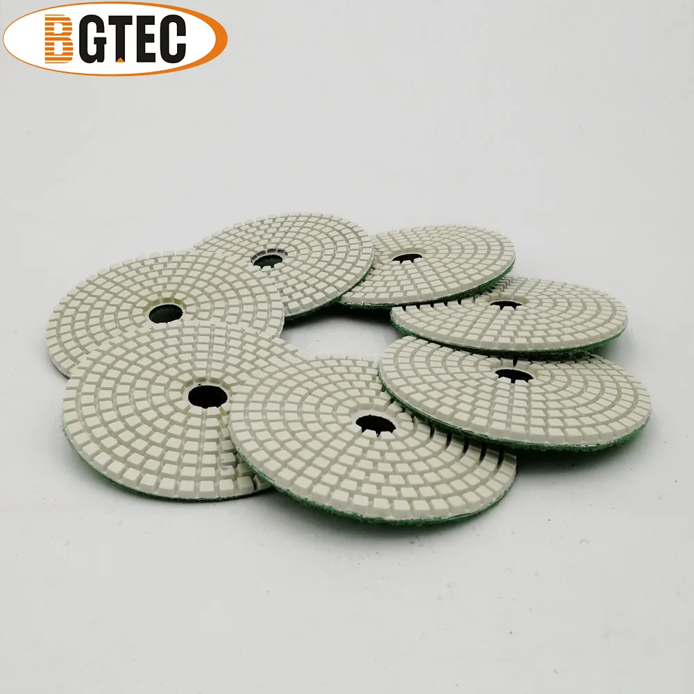 BGTEC 4inch 7pcs #800 wet diamond flexible polishing pads 100mm sanding disc for granite, marble, ceramic
