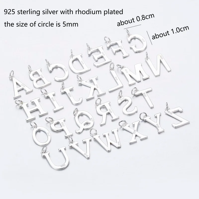 حقيقي نقي 925 فضة رسائل A-Z الأولي Charms قلادة للنساء الفتيات Pingente Undertale هدية للأصدقاء الرجال المجوهرات #6