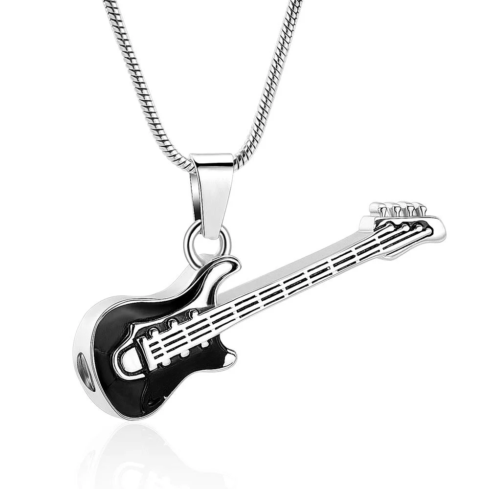 Electronic Guitar Cremation Jewelry Urn Pendant for Ashes Music Instrument Memorial Ashes Necklace Keepsake Jewelry