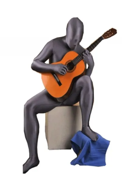 Ciemnoszary, obcisły kombinezon Zentai ze spandexu