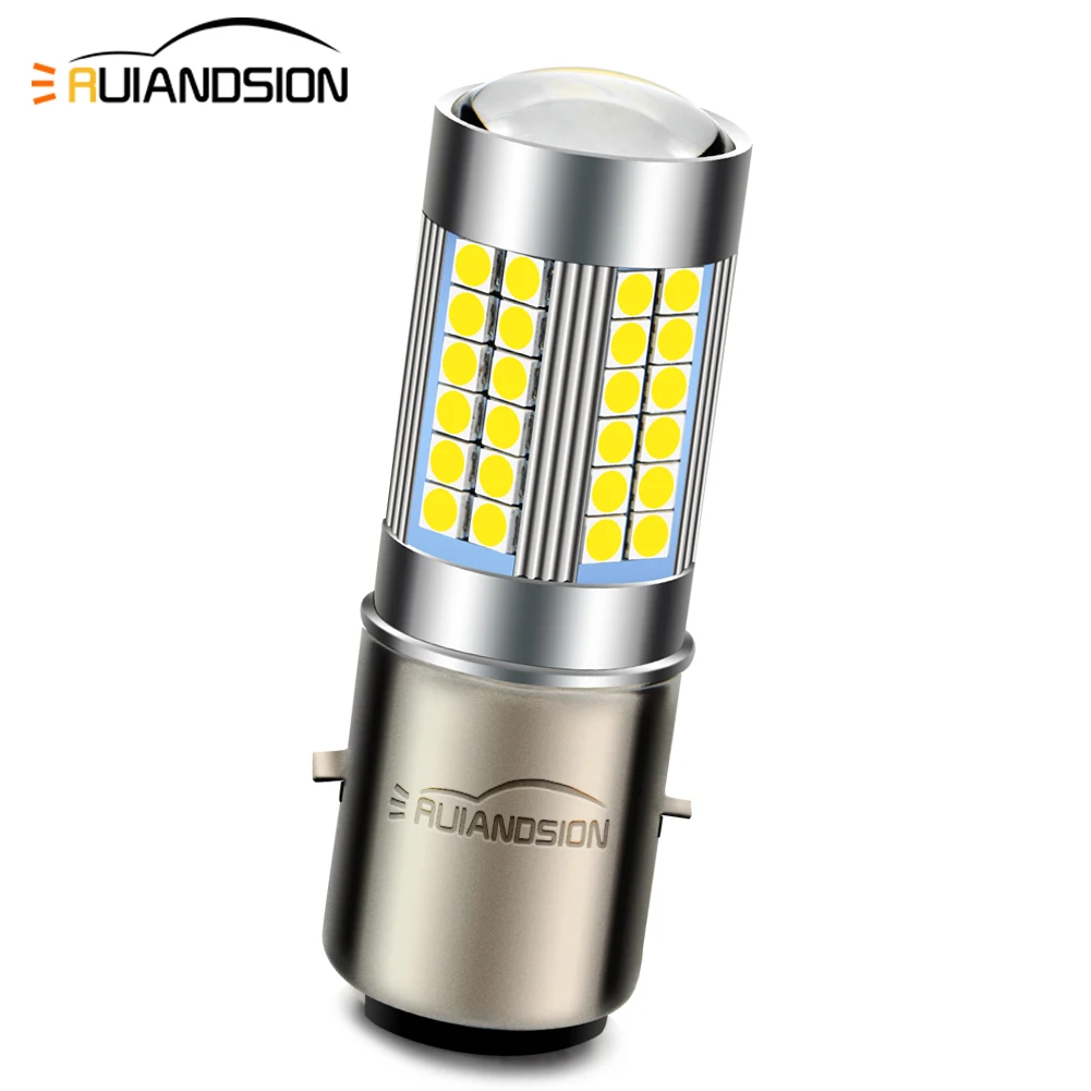 1Pcs BA20D LED Sam'sung 3030SMD 66LEDS Motorcycle Moped Scooter Motorbike Headlight Lamp Bulb DC 6V 12V 24V 6000K White 1000LM