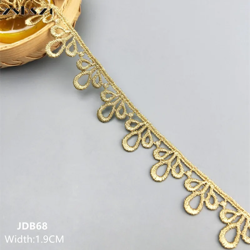 zsbszc neue 16 Yards Breite 1,9CM genähte goldene Spitzenborte, Flechtspitze, DIY-Bekleidungszubehör, Makramee-Stickereispitze, kostenloser Versand JDB68 – Detail 3