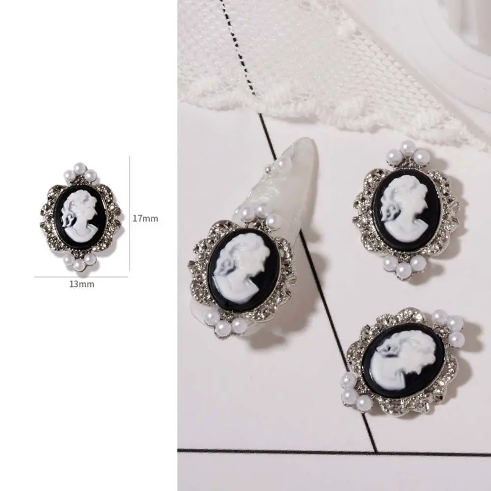 Baroque Girls Pearl Beauty Head Diamond Abstract Beauty Head Ornaments DIY Nail Decoration Manicure Nail Art Rhinestone