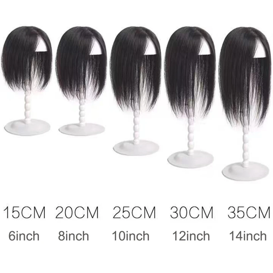 12X13 cm Virgin European Human Hair Topper With Bangs Silk Base Toupee Hair Piece for Thinning Hair Women Natural Black 10