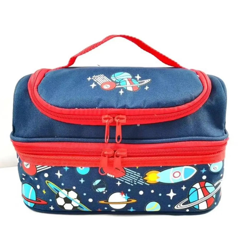 Double-layer Portable Cute Cartoon Insulated Thermal Cooler Bento Lunch Box Tote For Kids Picnic Storage Bag Pouch Lunch Bags