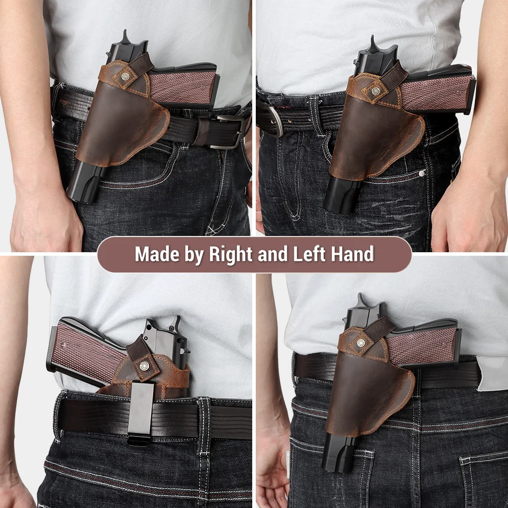 Universal Gun Holster With Concealed Carry Holsters Belt Clip Genuine Leather Airsoft Pistol Cover Bag for All Size Handgun