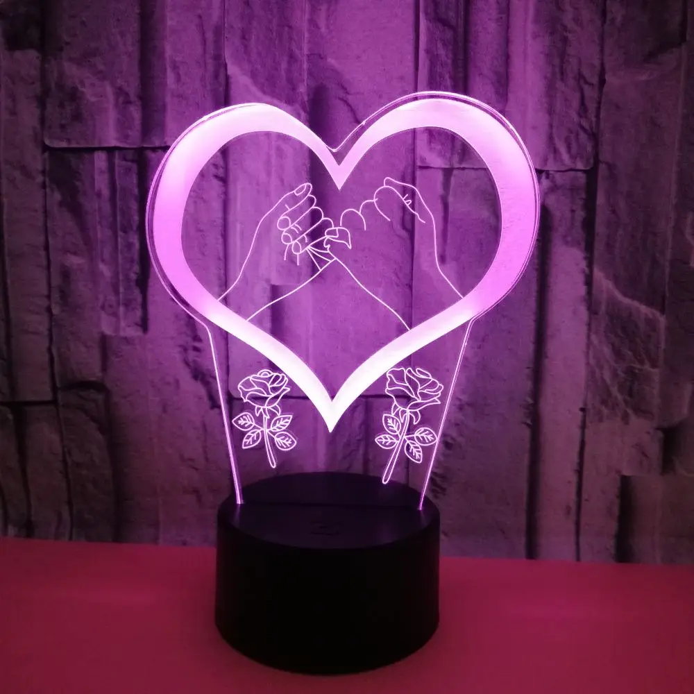 

Romantic Love 3D LED Lamp Heart-shaped Acrylic LED Night Light Decorative Table Lamp Decoration for Home Christmas