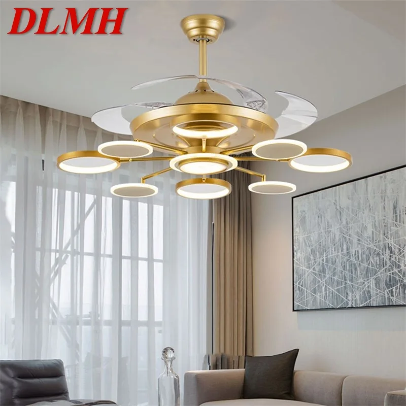 

DLMH Ceiling Fan Lights Lamps Remote Control Without Blade Modern Gold LED For Home Dining Room Restaurant