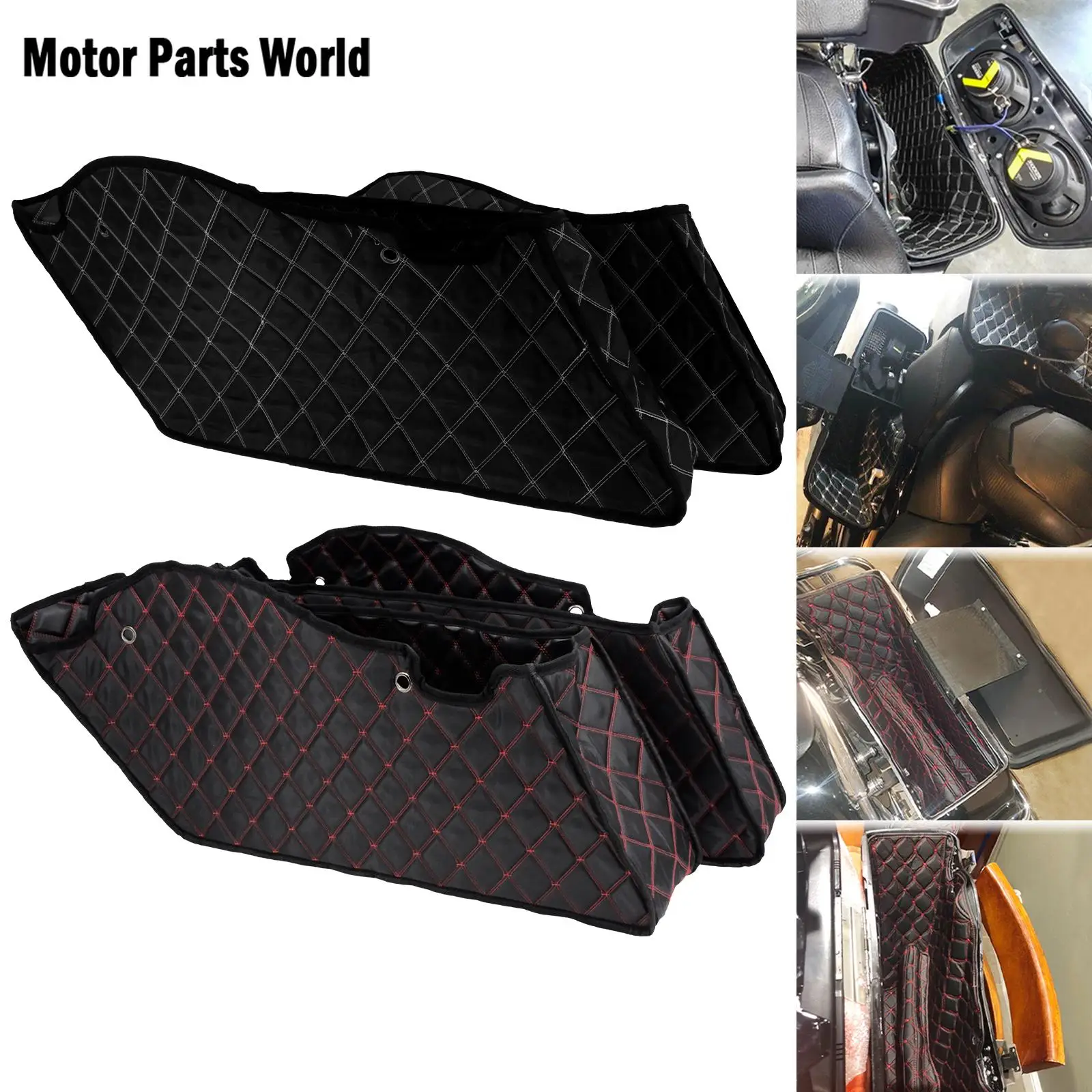 2XMotorcycle Saddlebag Insert Carpet Liner Thread Extended Bags For Harley Touring 2014-2020 2021 Road King Ultra Street Glide