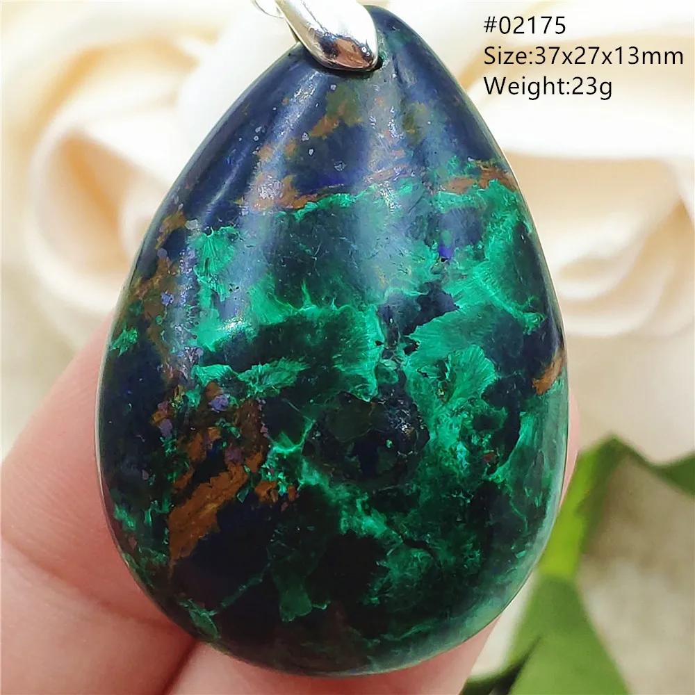Genuine Natural Malachite Azurite Lapis Lazuli Pendant Necklace Green Blue Azurite Power Women Men Water Drop Jewelry AAAAAA