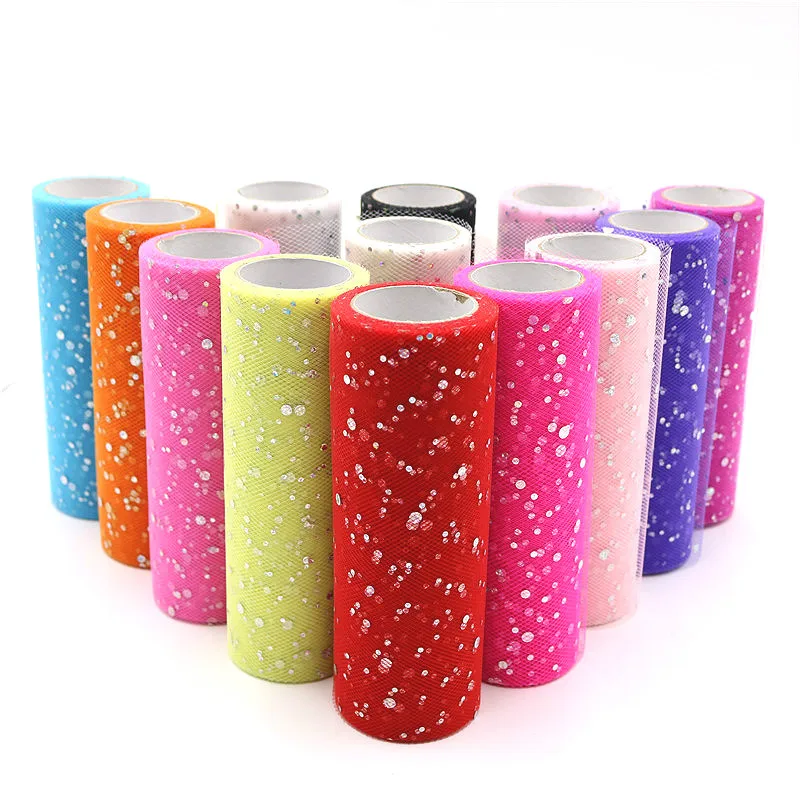 

Baby Shower Glitter Sequin Tulle Roll 10 yard 15cm Spool Tutu Wedding Decoration Organza Laser DIY Craft Birthday Party Supplies