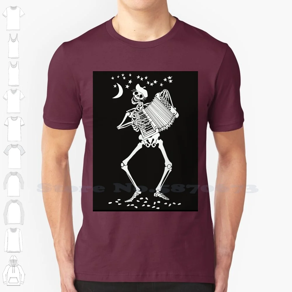 Day Of The Dead Skeleton With Accordion 100% Cotton T-Shirt Day Of The Dead Skeleton Dancing Accordion Bones Day El Dia De Los