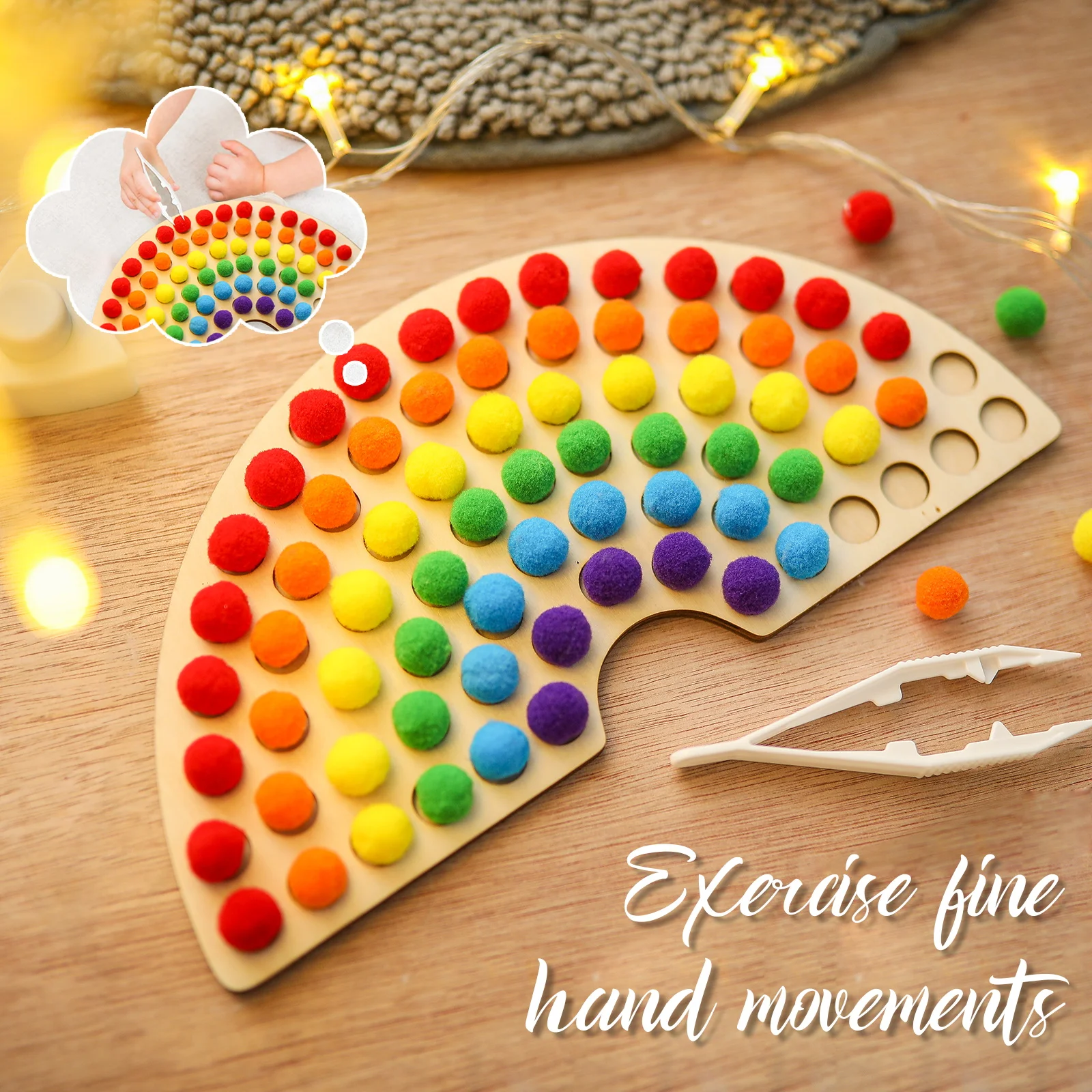 Montessori Rainbow Board Natural Wood  Toy For Girls Boy Color Sorting Educational Nordic Toy Mathematics Teaching Aids Toy Gift